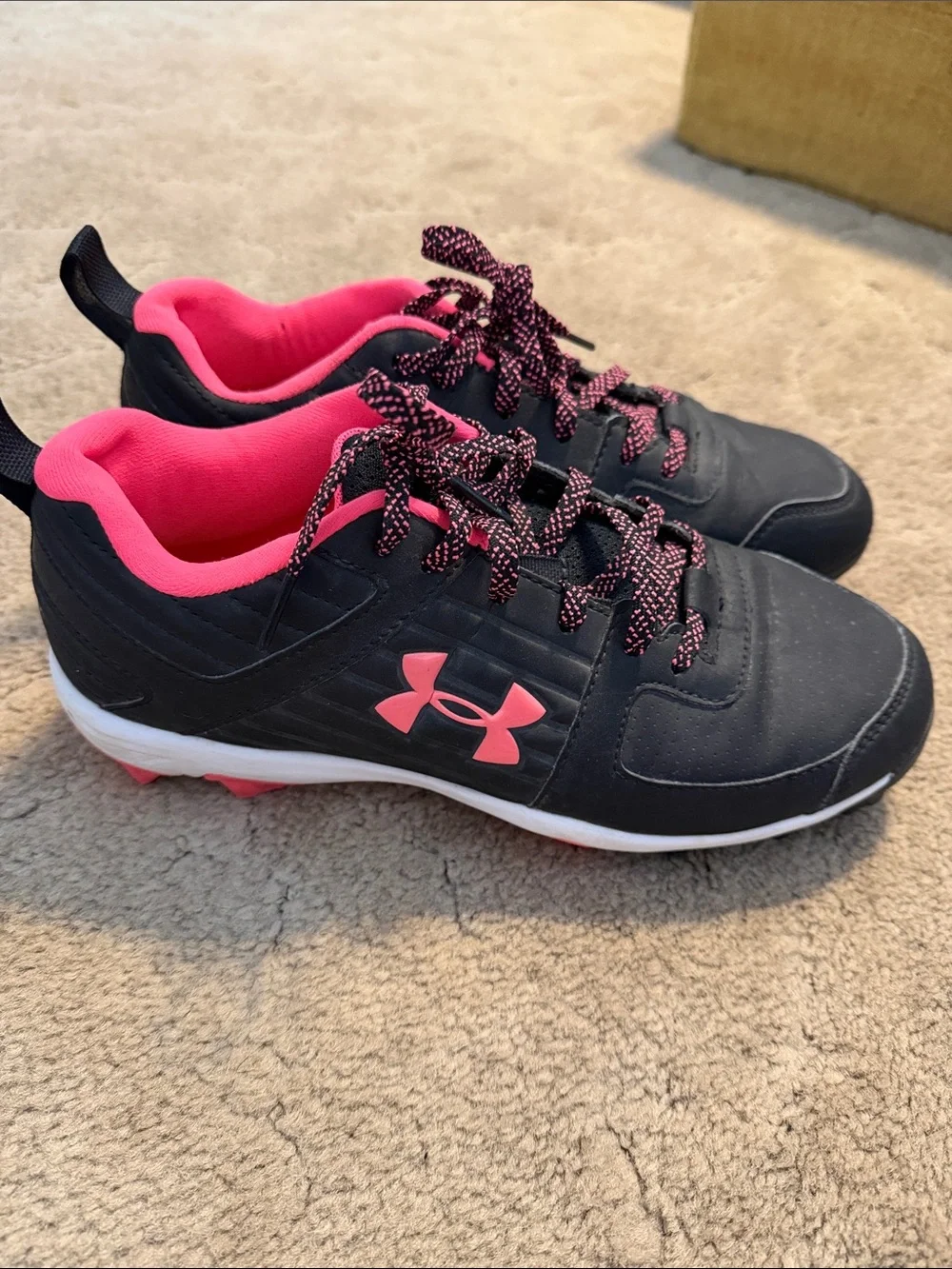Under Armour Kids Black and Pink Athletic Sneakers